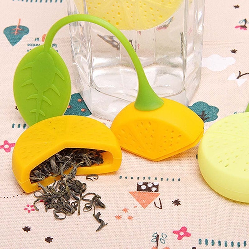 Naranqa Silicone Fruit Shape Cute Tea Bag Funny Loose Leaf Tea Infuser in Strawberry Pear Orange and Lemon Shape 4 Colorful Cool Tea Infuser Strainer for Mug Cup Herbal Weight Loss Tea-Dishwasher Safe - Image 3